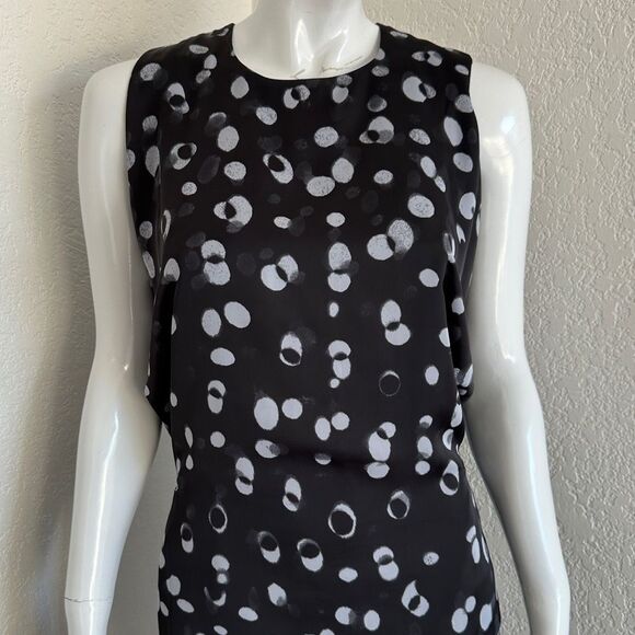 Vince. Dress Abstract Polka Dot Black & Gray Tie Detail Pockets Size XS - Picture 6 of 9